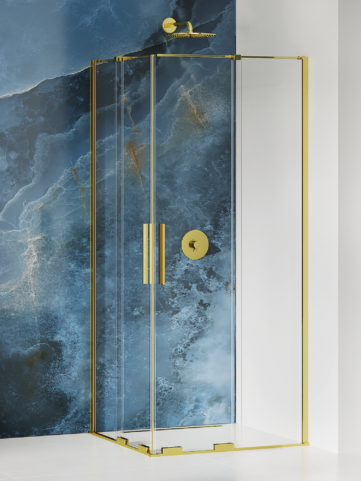 New Trendy Smart Light Gold sprchový kout 90x80 cm obdélníkový zlatá lesk/průhledné sklo EXK-4264