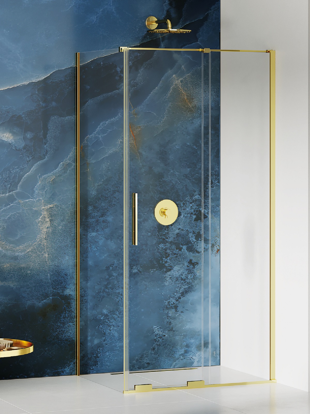 New Trendy Smart Light Gold sprchový kout 120x110 cm obdélníkový zlatá lesk/průhledné sklo EXK-4237