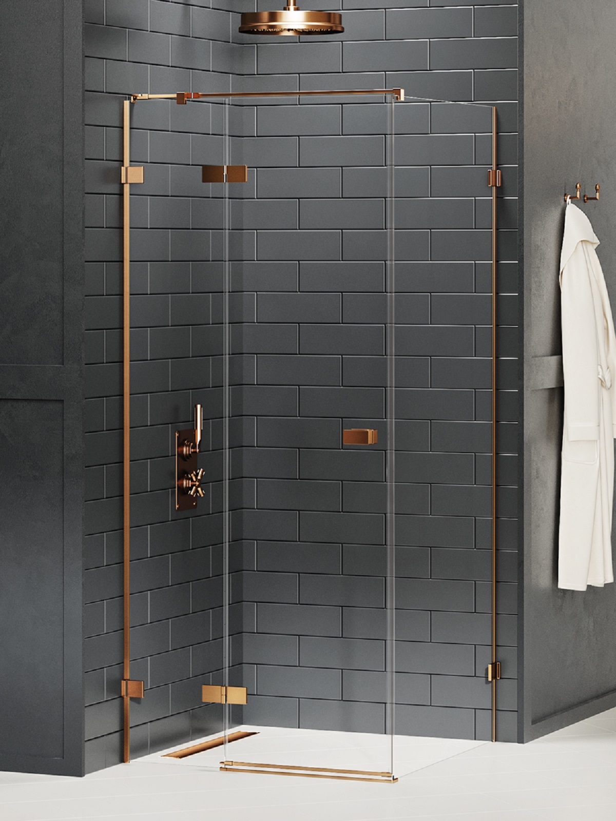 New Trendy Avexa Copper Brushed sprchový kout 100x90 cm obdélníkový měděná kartáčovaný/průhledné sklo EXK-3554