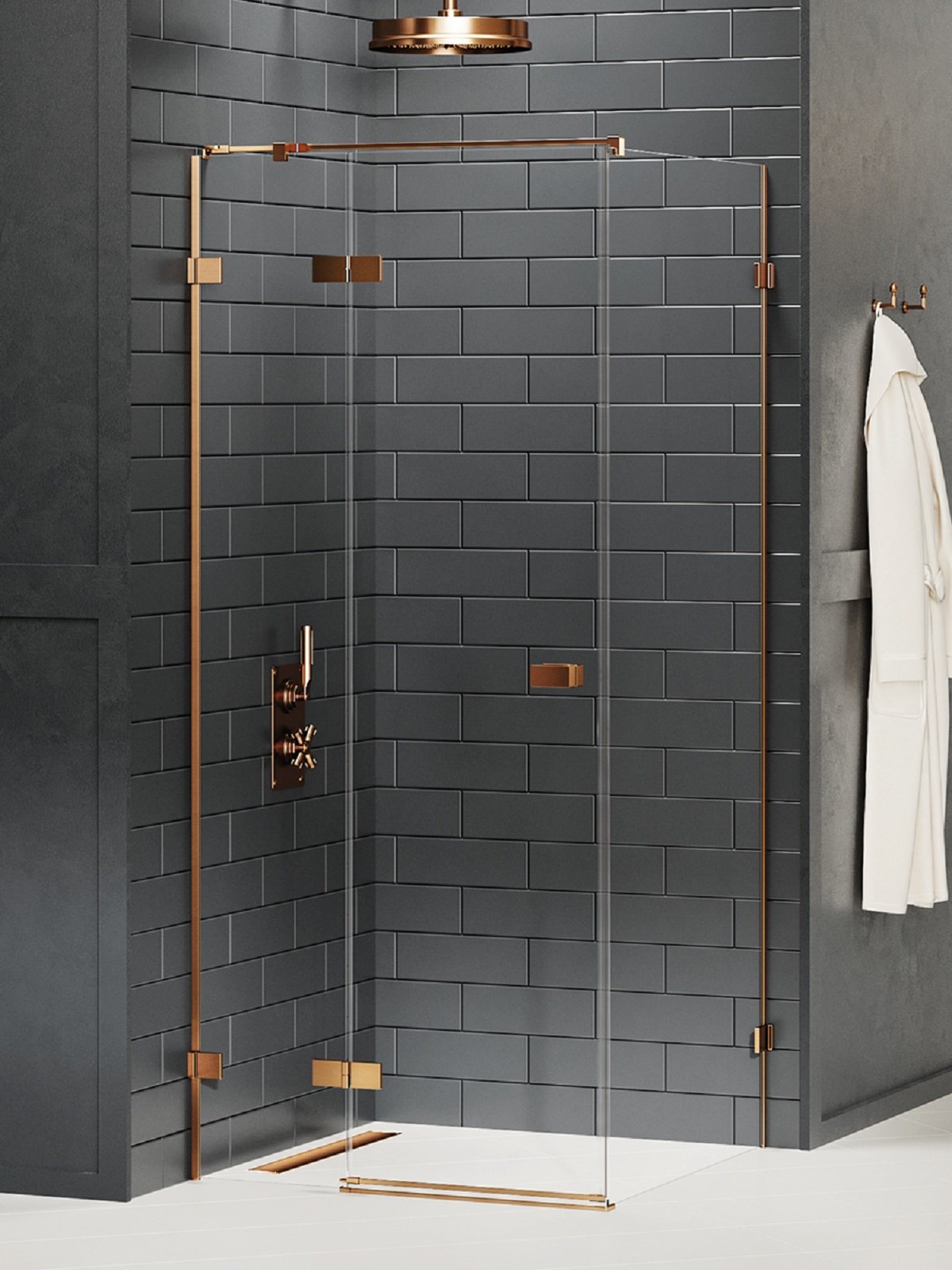 New Trendy Avexa Copper Brushed sprchový kout 100x80 cm obdélníkový měděná kartáčovaný/průhledné sklo EXK-3558