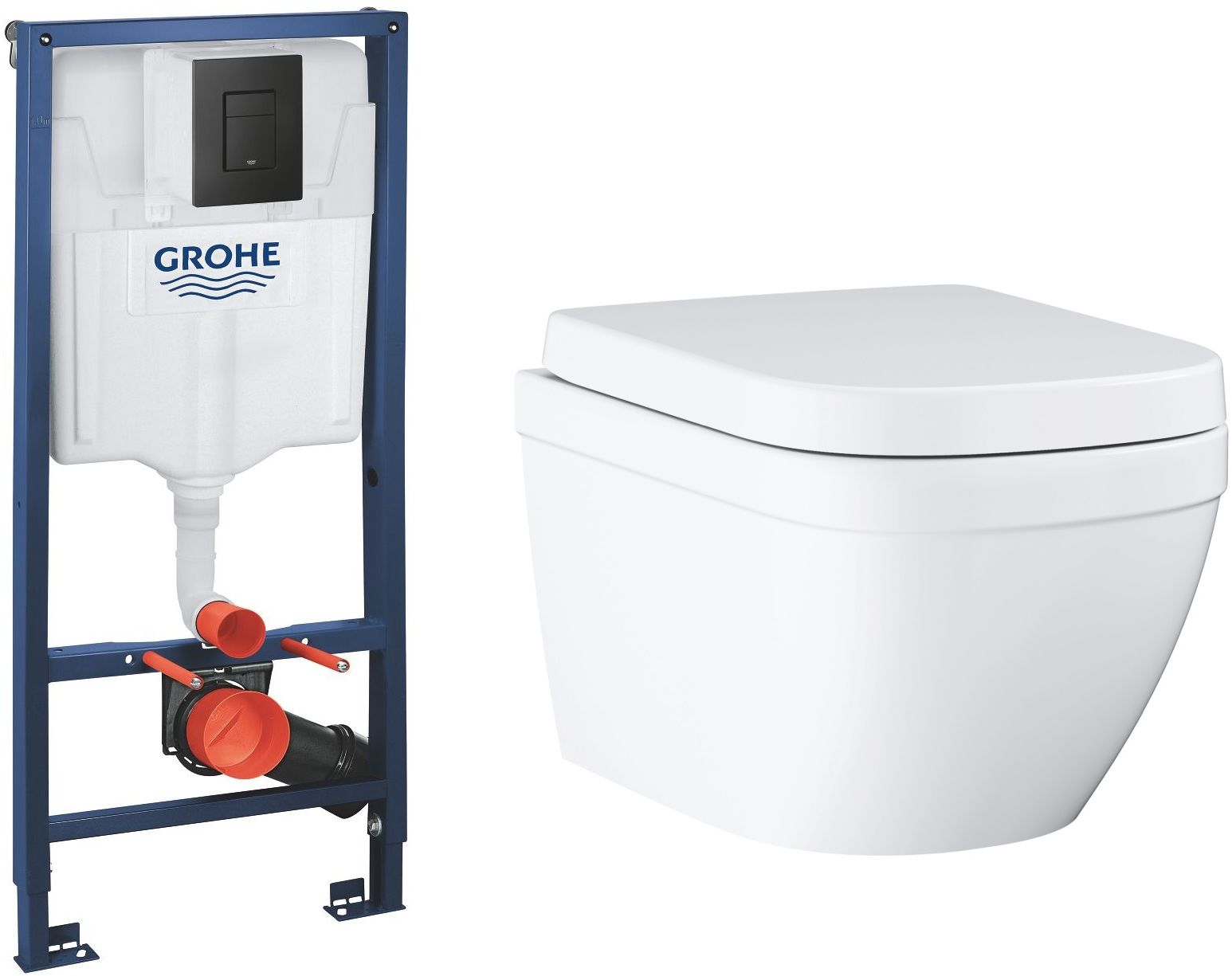 Sada záchodová mísa Grohe Euro Ceramic 39554000, podomítkový WC modul se splachovacím tlačítkem Grohe Solido 38811KF0