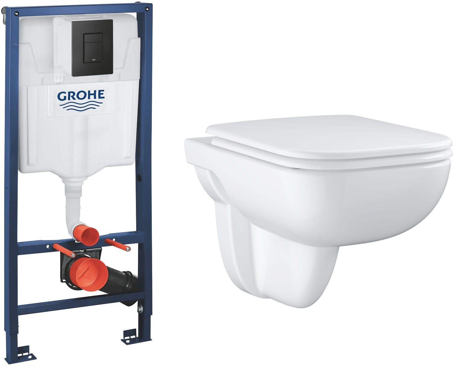 Sada WC mísa se sedátkem s pomalým sklápěním Grohe Start Edge 39815000, podomítkový WC modul se splachovacím tlačítkem Grohe Solido 38811KF0