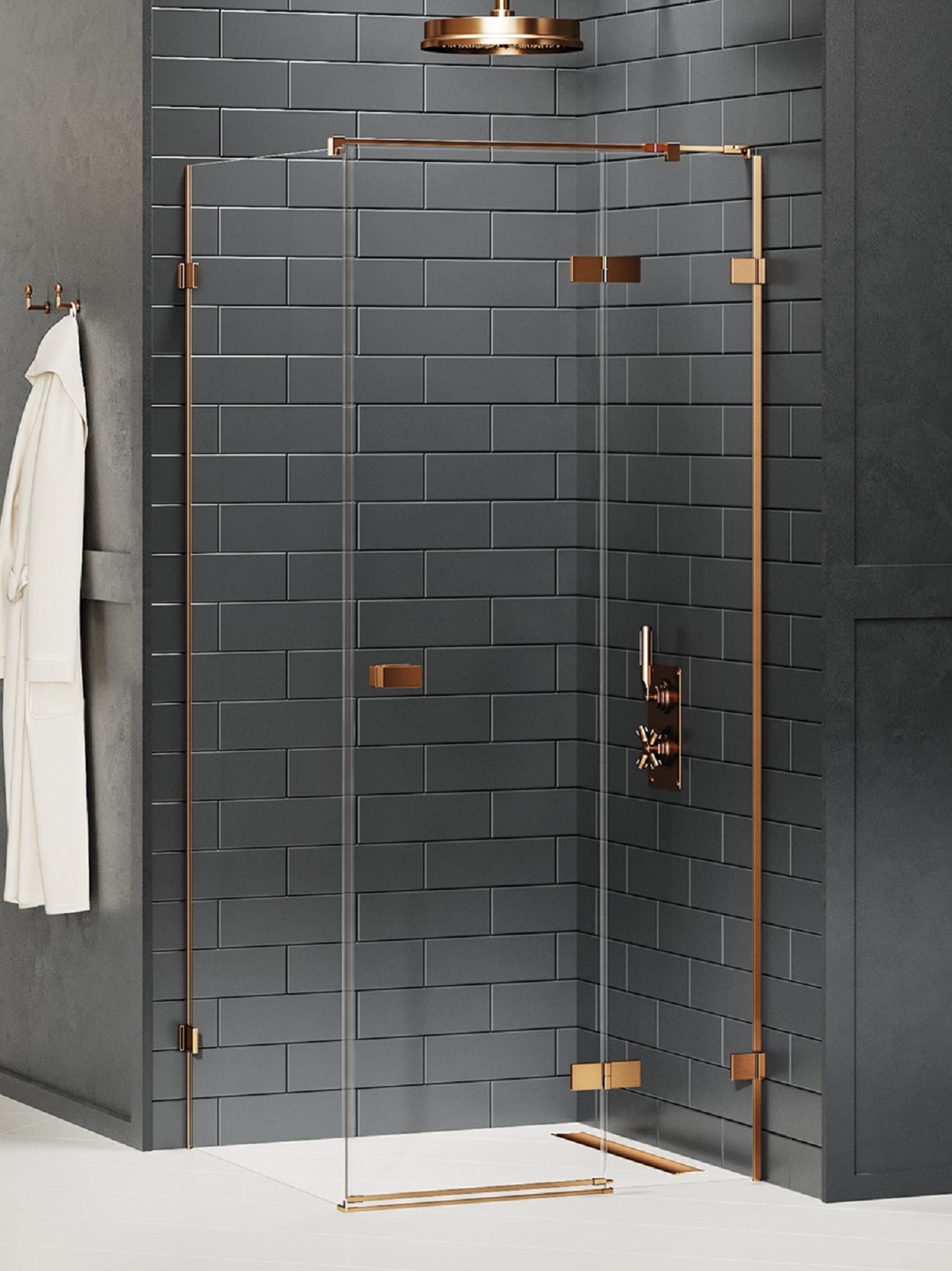 New Trendy Avexa Copper Brushed sprchový kout 90x80 cm obdélníkový měděná kartáčovaný/průhledné sklo EXK-3582