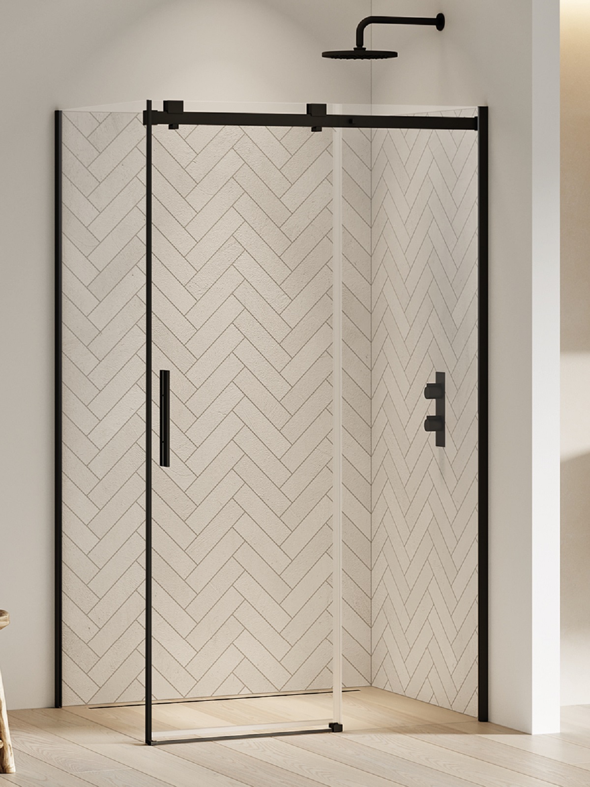 New Trendy Softi Black sprchový kout 130x80 cm obdélníkový černá polomatný/průhledné sklo EXK-3980