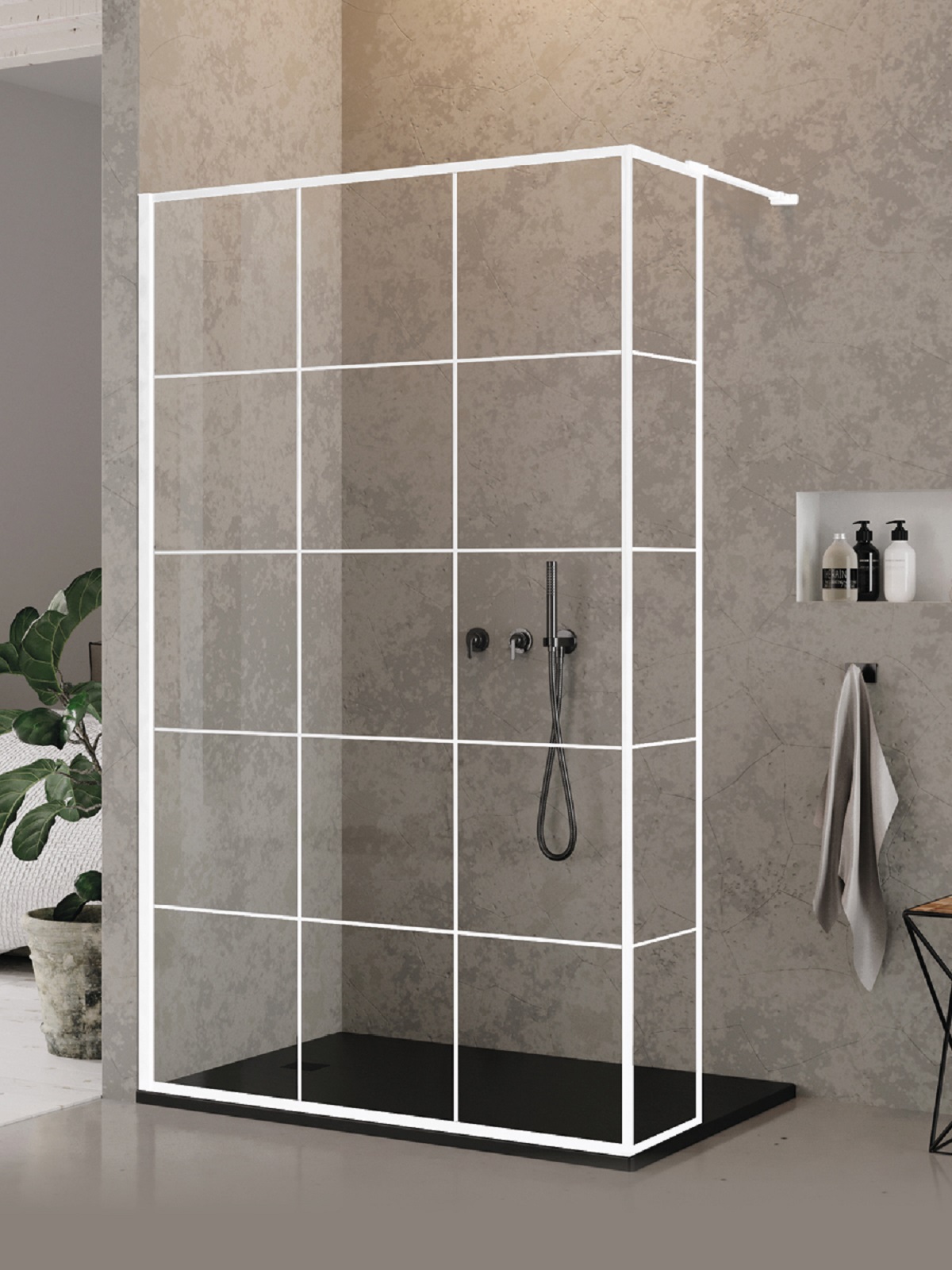 New Trendy New Modus White sprchová zástěna walk-in 80 cm bílá matný/vzorované sklo EXK-2239