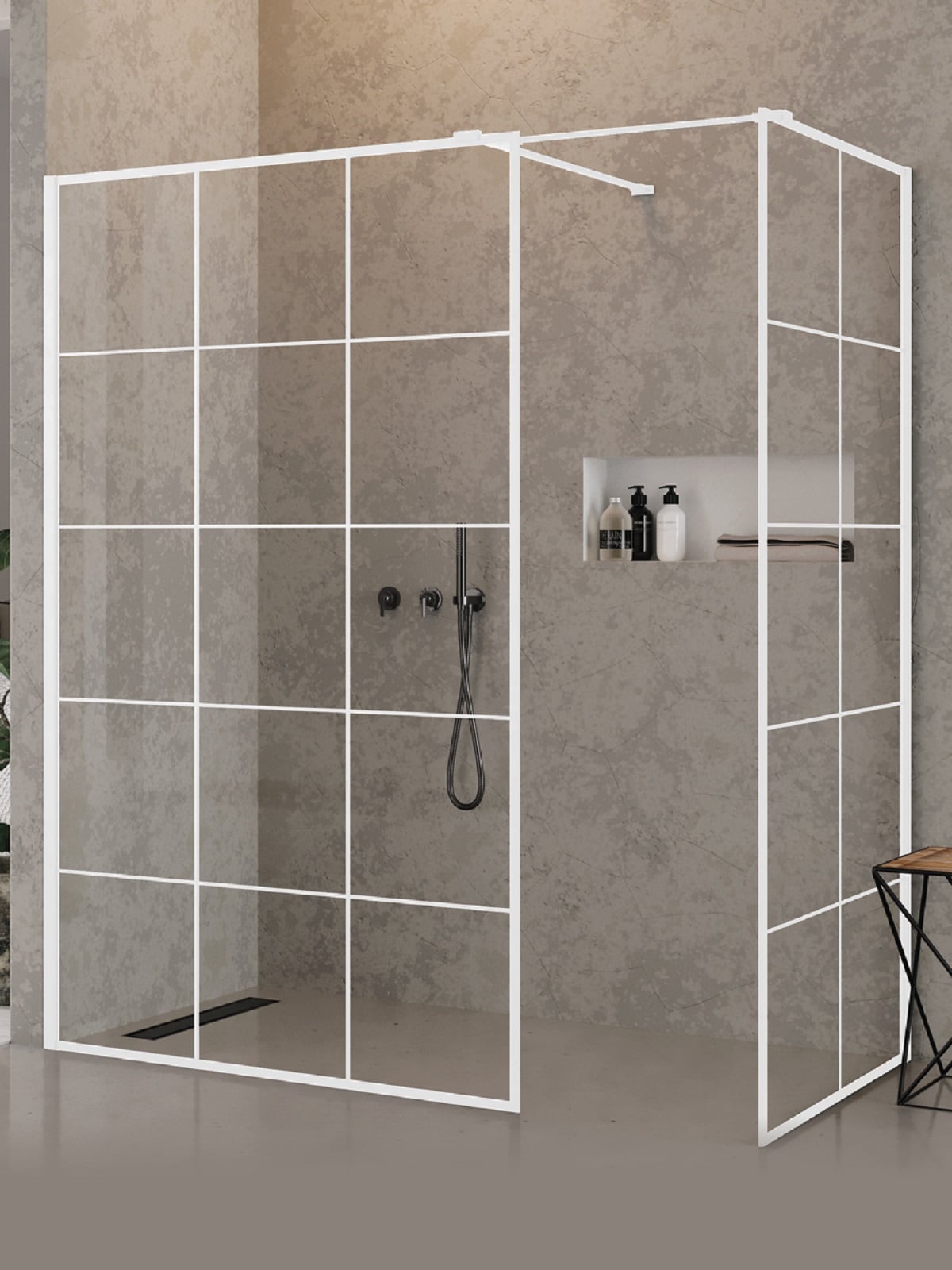 New Trendy New Modus sprchový kout 130x100 cm obdélníkový bílá matný/vzorované sklo EXK-2305