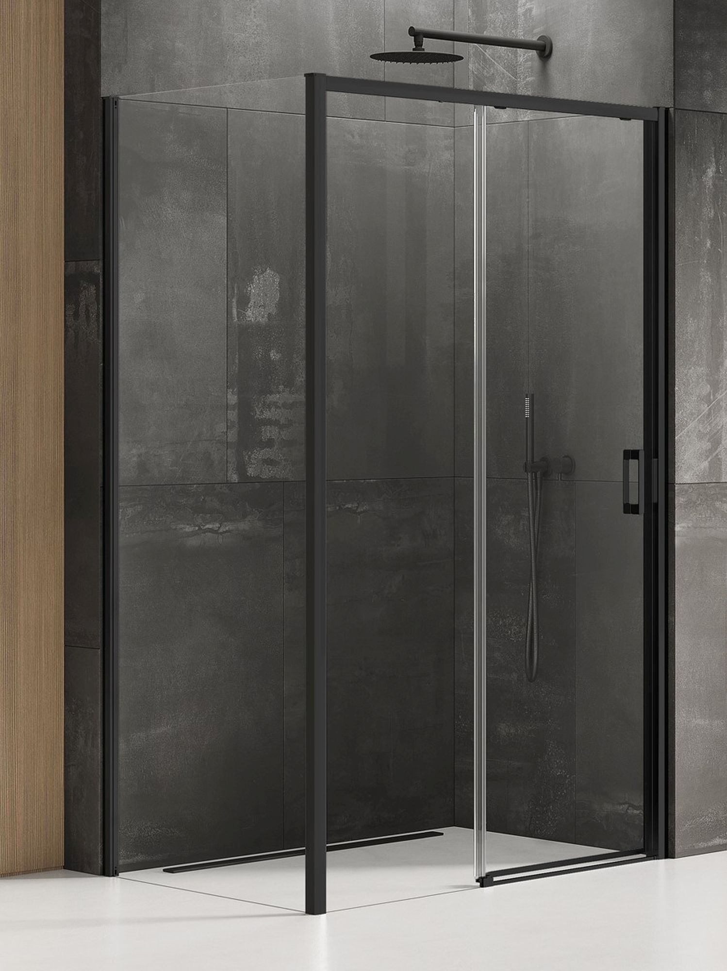 New Trendy Prime Black sprchový kout 130x90 cm obdélníkový černá polomatný/průhledné sklo K-1290