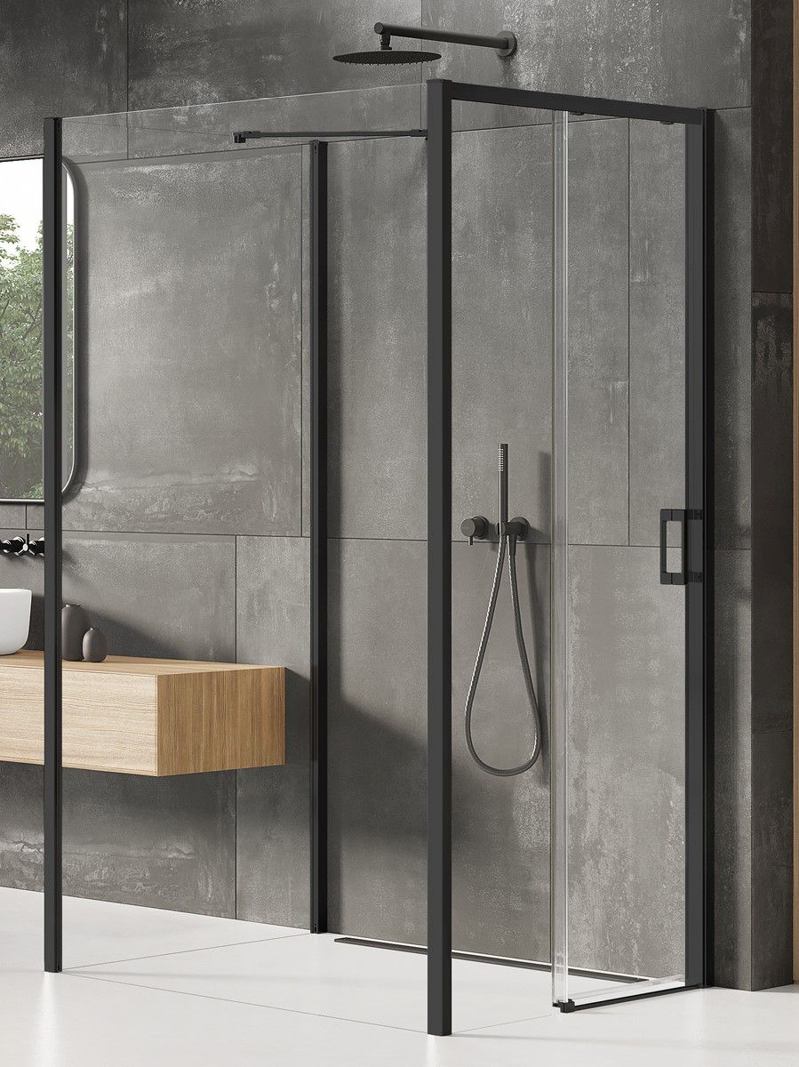 New Trendy Prime Black sprchový kout 120x110 cm obdélníkový černá matný/průhledné sklo K-1615