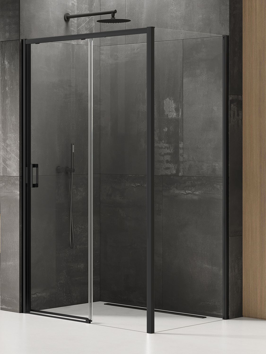 New Trendy Prime Black sprchový kout 130x80 cm obdélníkový černá polomatný/průhledné sklo K-1317