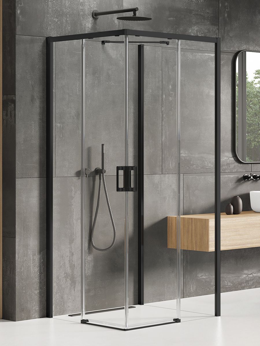 New Trendy Prime Black sprchový kout 100x100 cm čtvercový černá matný/průhledné sklo K-1003