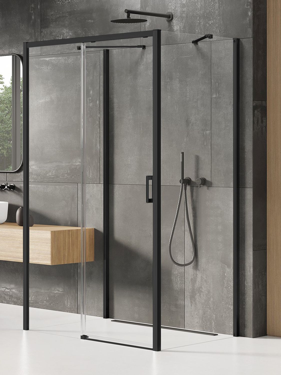 New Trendy Prime Black sprchový kout 130x80 cm obdélníkový černá polomatný/průhledné sklo K-0921