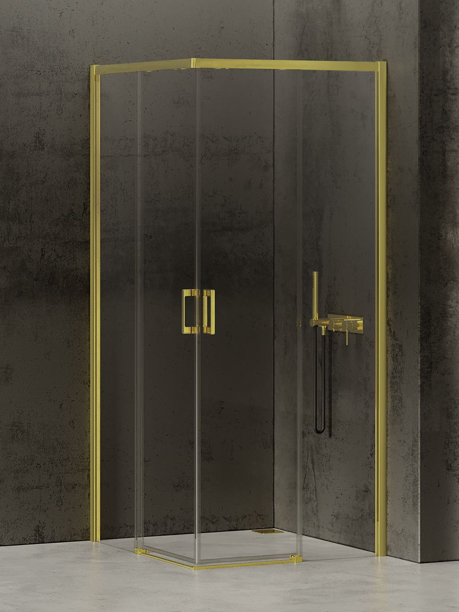 New Trendy Prime Light Gold sprchový kout 100x70 cm obdélníkový zlatá lesk/průhledné sklo D-0414A/D-0421A