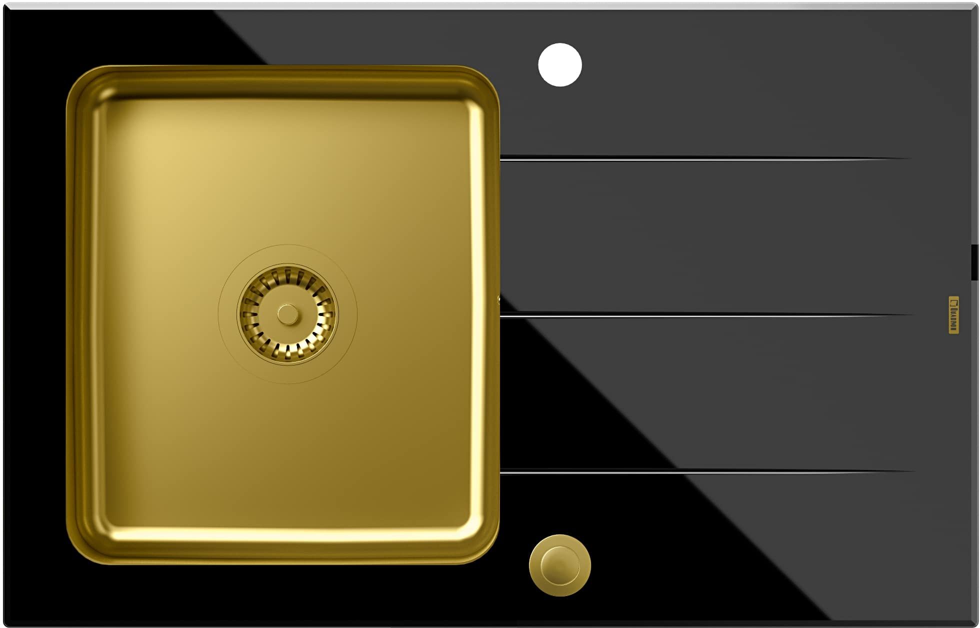 Quadron Ford skleněný a ocelový dřez 78x50 cm černá HB3578SC3G1P2O