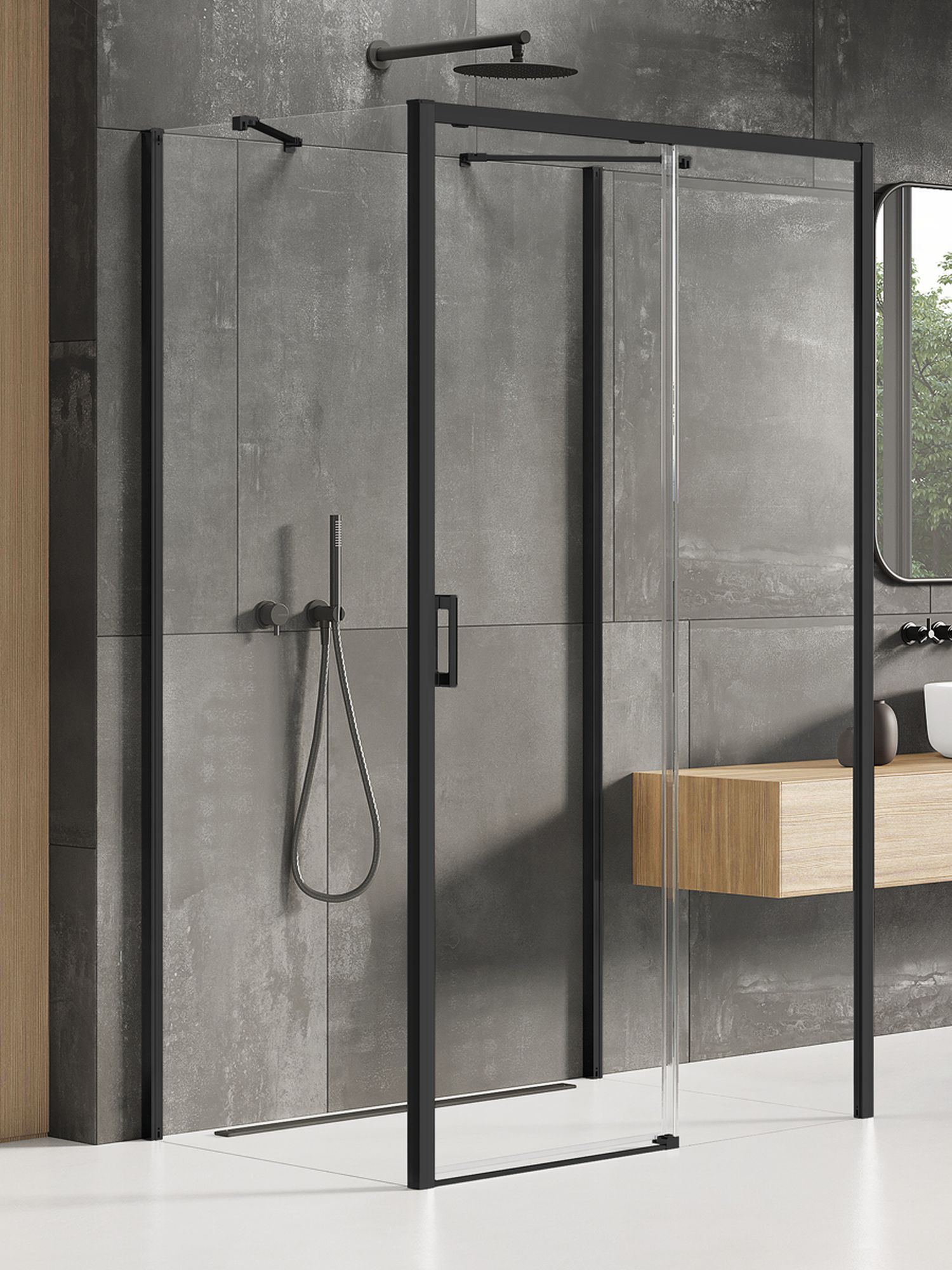 New Trendy Prime Black sprchový kout 120x100 cm obdélníkový černá polomatný/průhledné sklo K-0947