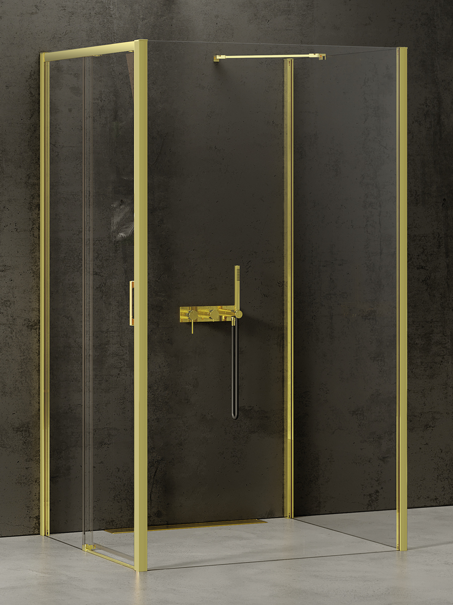 New Trendy Prime Light Gold sprchový kout 120x100 cm obdélníkový zlatá lesk/průhledné sklo K-1167