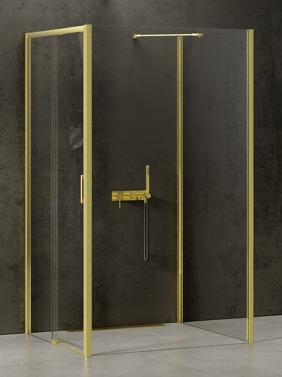 New Trendy Prime Light Gold sprchový kout 120x110 cm obdélníkový zlatá lesk/průhledné sklo K-1640