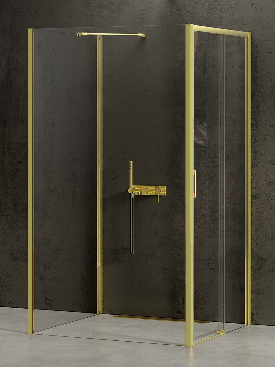 New Trendy Prime Light Gold sprchový kout 110x110 cm čtvercový zlatá lesk/průhledné sklo K-1644