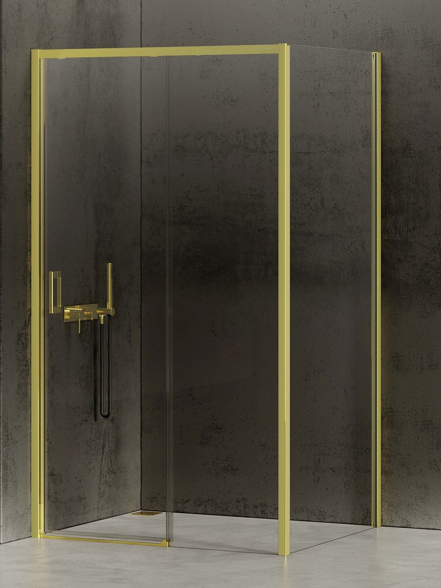 New Trendy Prime Light Gold sprchový kout 100x100 cm čtvercový zlatá lesk/průhledné sklo K-1467