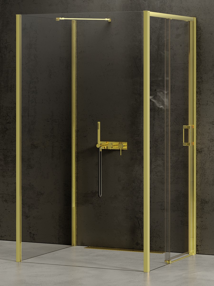 New Trendy Prime Light Gold sprchový kout 110x100 cm obdélníkový zlatá lesk/průhledné sklo K-1552