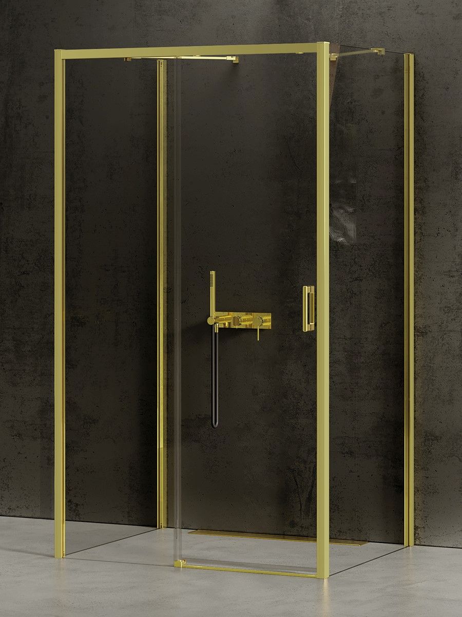New Trendy Prime Light Gold sprchový kout 100x100 cm čtvercový zlatá lesk/průhledné sklo K-1103