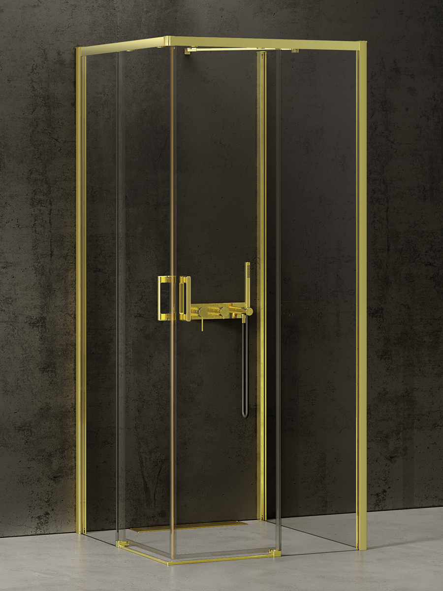 New Trendy Prime Light Gold sprchový kout 100x90 cm obdélníkový zlatá lesk/průhledné sklo K-1191