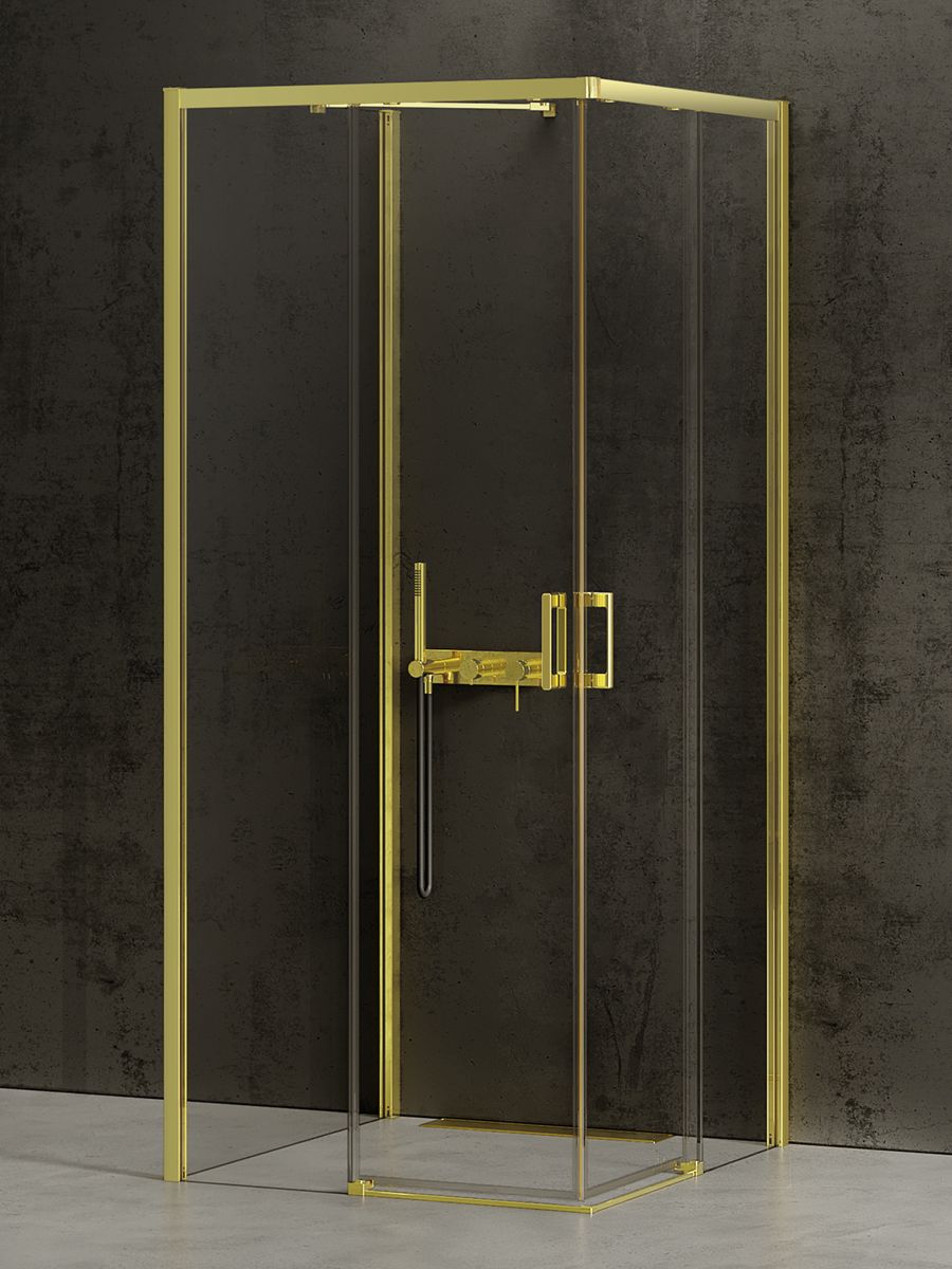 New Trendy Prime Light Gold sprchový kout 90x70 cm obdélníkový zlatá lesk/průhledné sklo K-1546