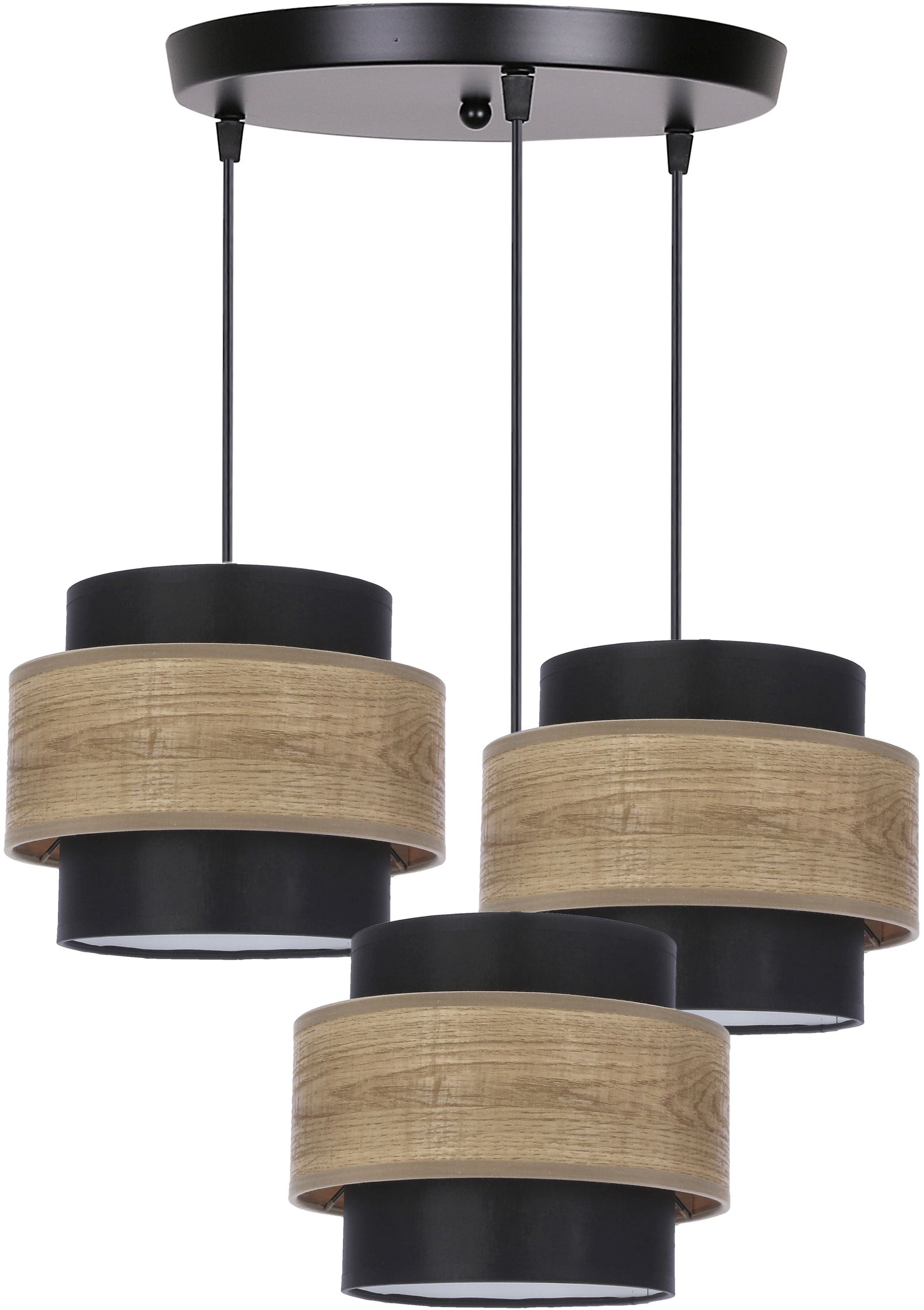 Candellux Twin závěsné svítidlo 3x40 W černá-dřevo-hnědá 33-17901