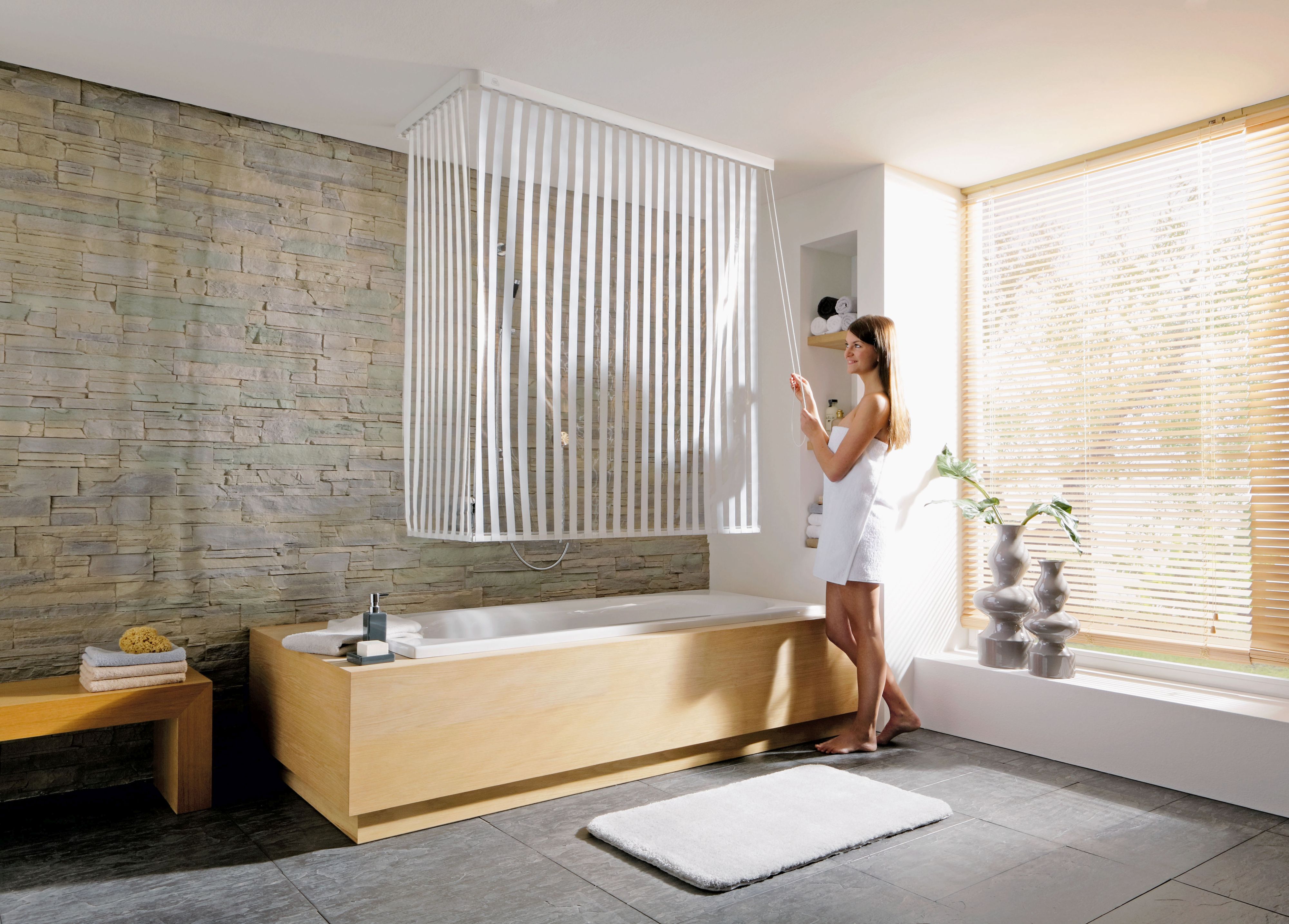 Kleine Wolke Duschrollo sprchové rolety s kazetami sada 240x138 cm průhledná-bílá 3319100745