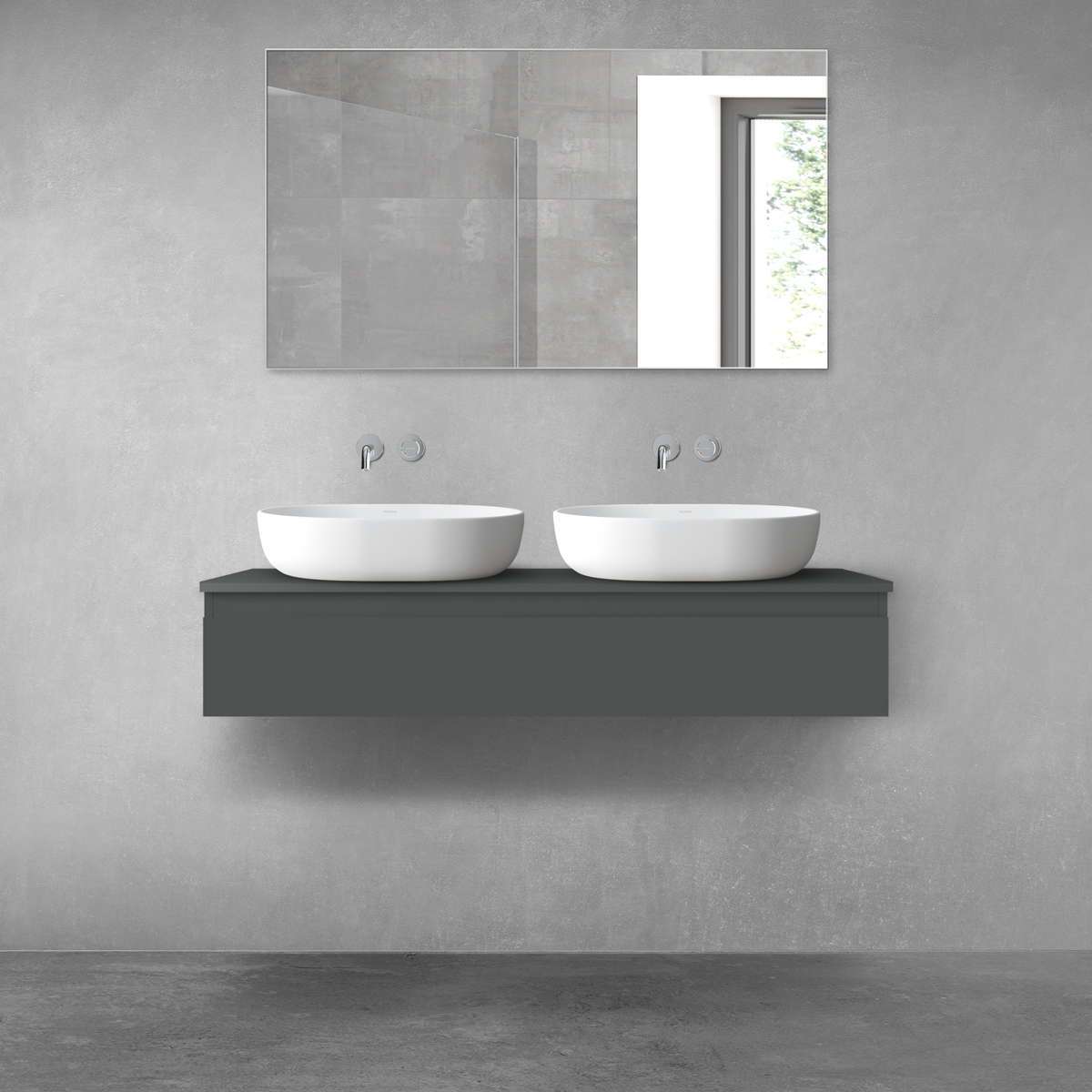 Oltens Vernal skříňka 120x45.6x23.6 cm pod umyvadlo závěsná grafitová 60012400