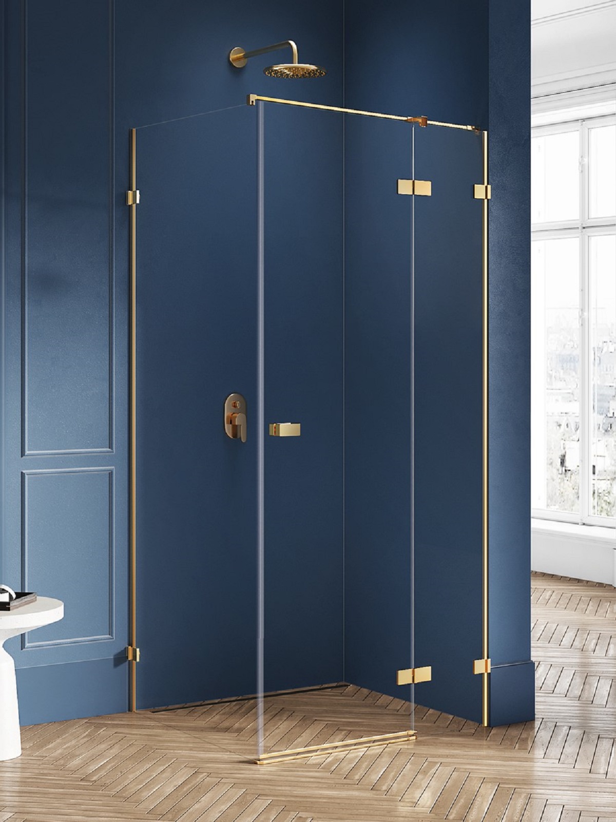 New Trendy Avexa Gold Brushed sprchový kout 120x80 cm obdélníkový zlatá kartáčovaný/průhledné sklo EXK-1739