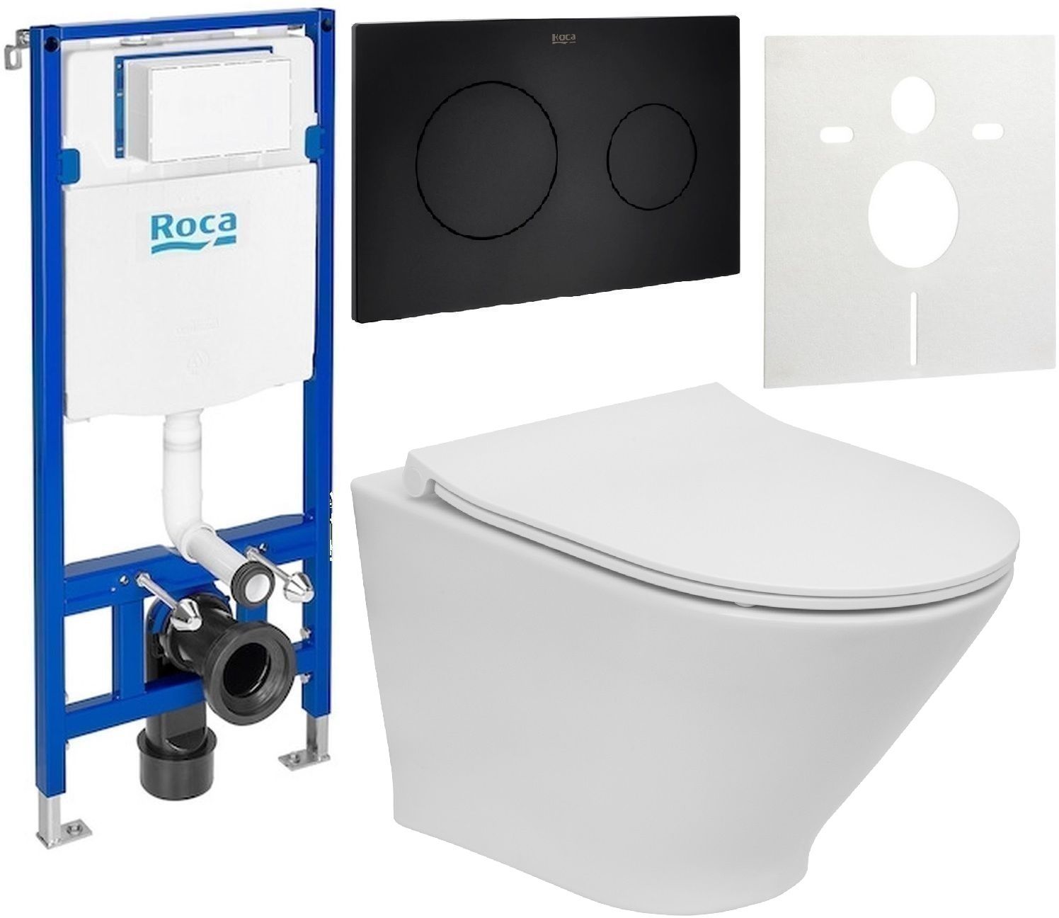 Sada záchodová mísa Roca Gap Round A3460NB000, podomítkový WC modul Roca Duplo One A890070020, A801D22001, A890189206, A890063000