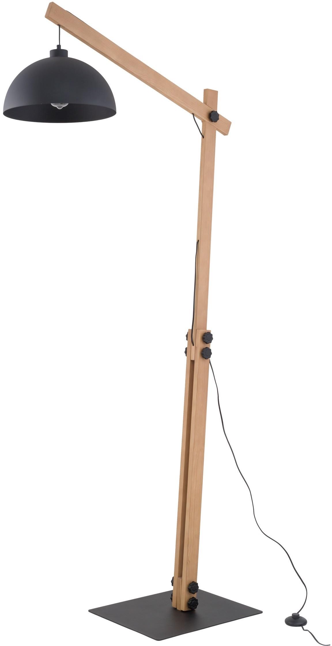 TK Lighting Orion stojací lampa 1x15 W černá-dřevo 5582
