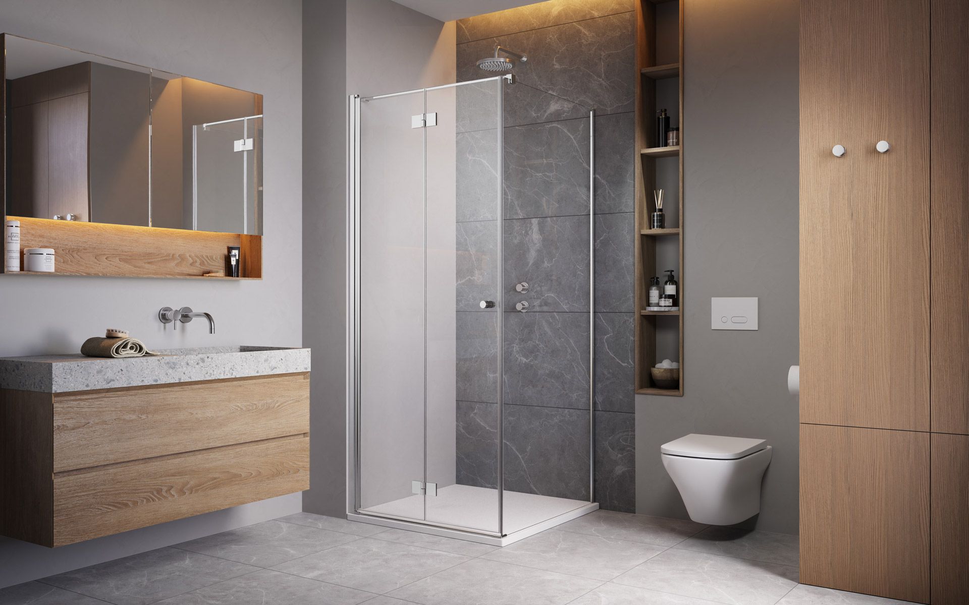 Radaway Essenza New KDJ-B sprchové dveře 100 cm skládací chrom lesk/průhledné sklo 1385083-01-01L