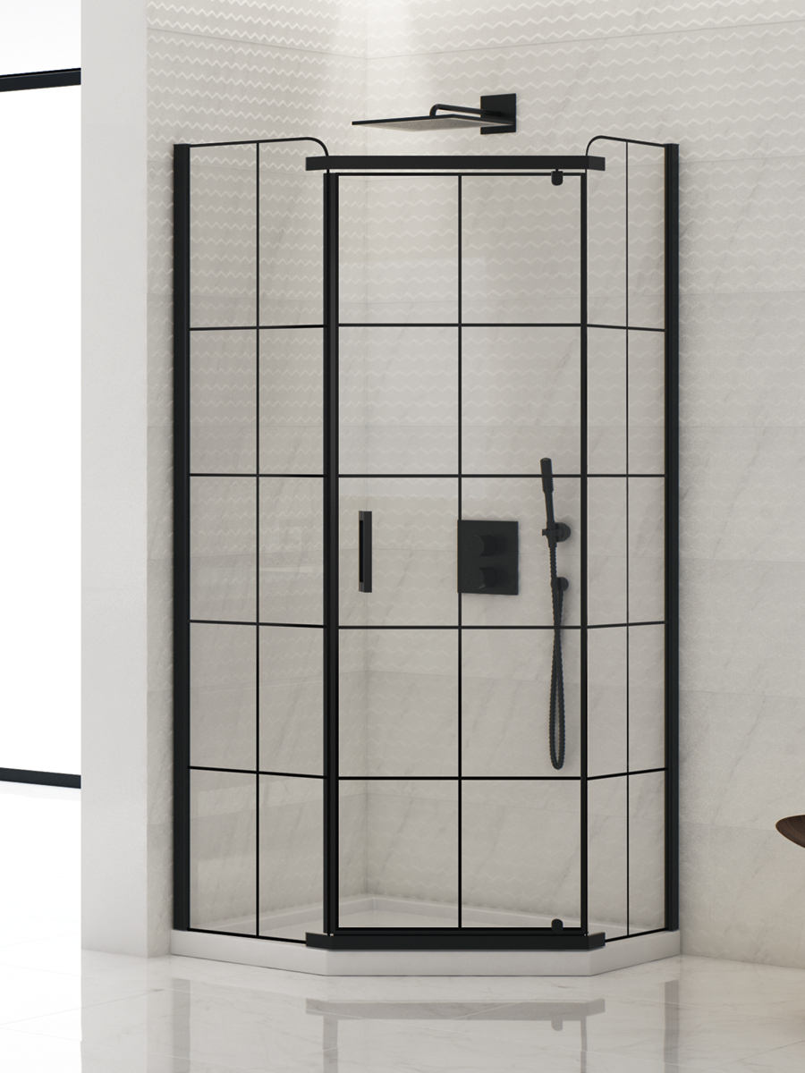 New Trendy New Komfort Black sprchový kout 80x80 cm černá matný/vzorované sklo K-0802