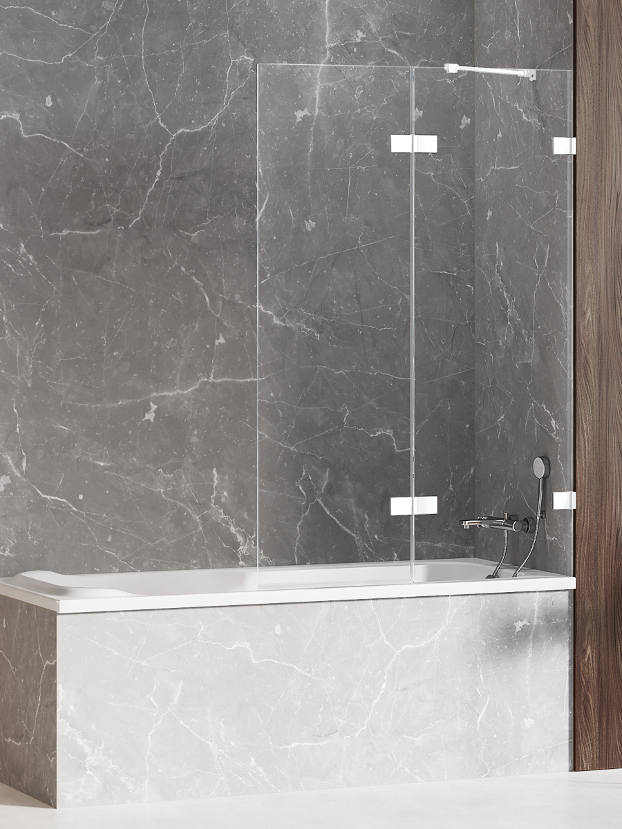 New Trendy Avexa White vanová zástěna 140 cm dvoudílný bílá matný/čiré sklo EXK-2981