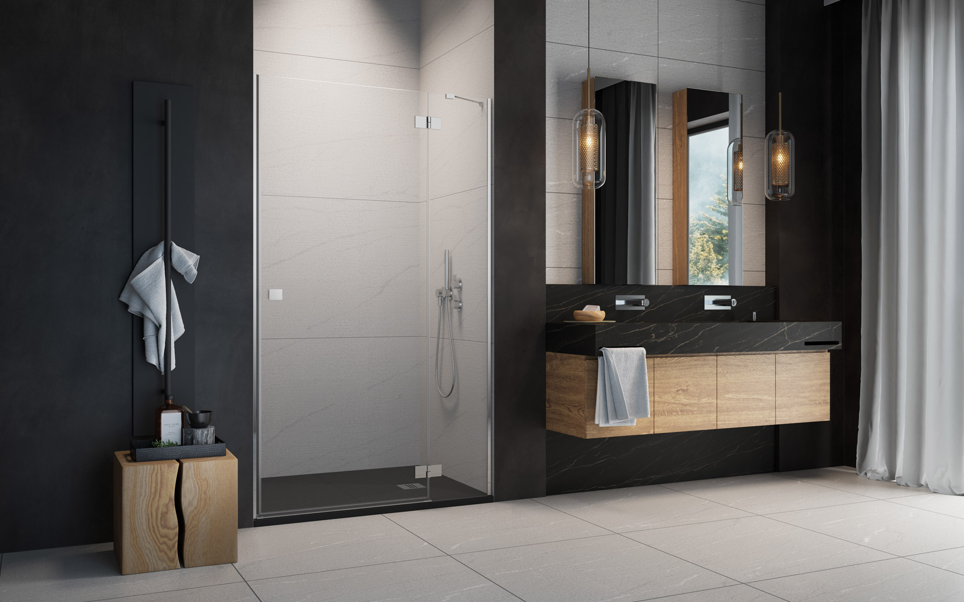 Radaway Essenza New DWJ sprchové dveře 120 cm sklopné chrom lesk/průhledné sklo 1385016-01-01R