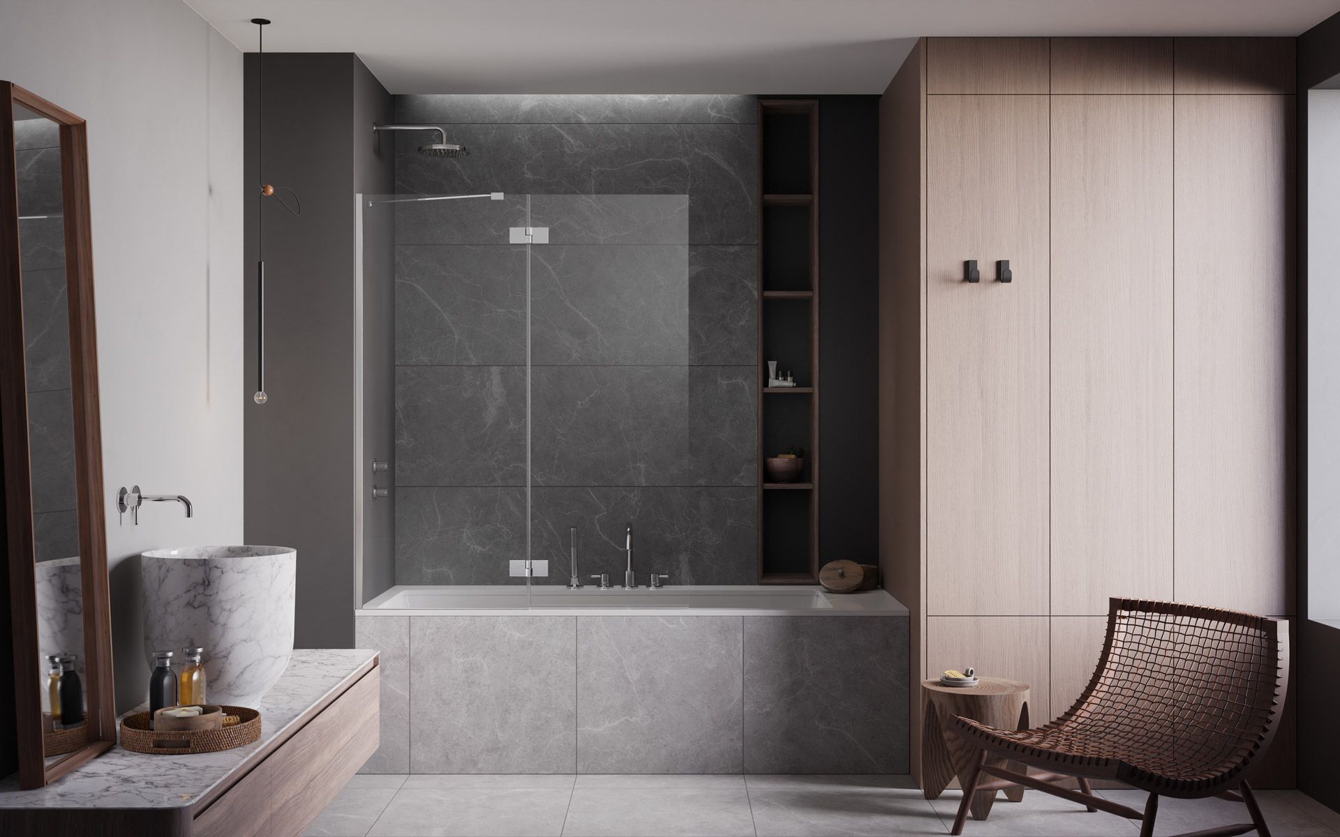 Radaway Essenza New PND II vanová zástěna 130 cm dvoudílný 110002130-01-01L