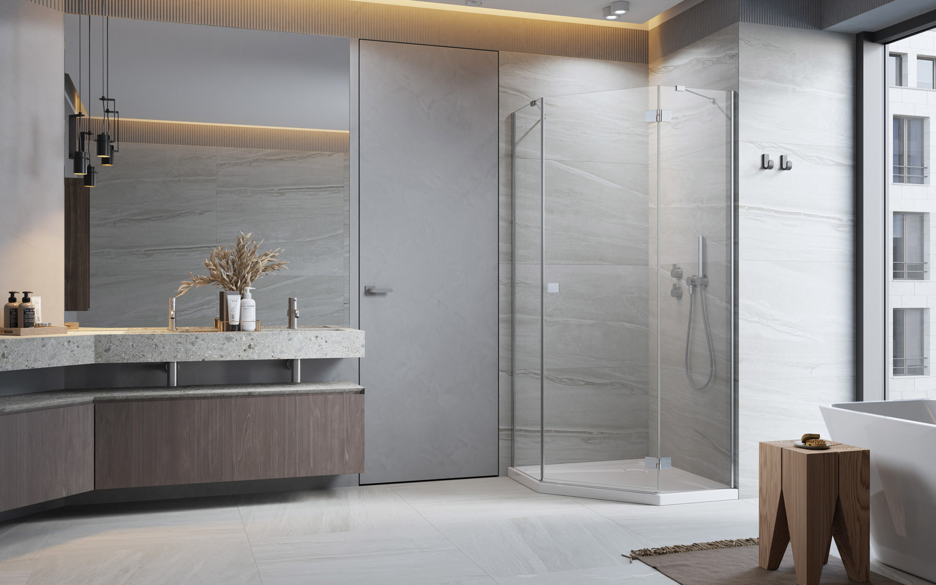 Radaway Essenza New PTJ sada zástěn /průhledné sklo 1385054-01-01