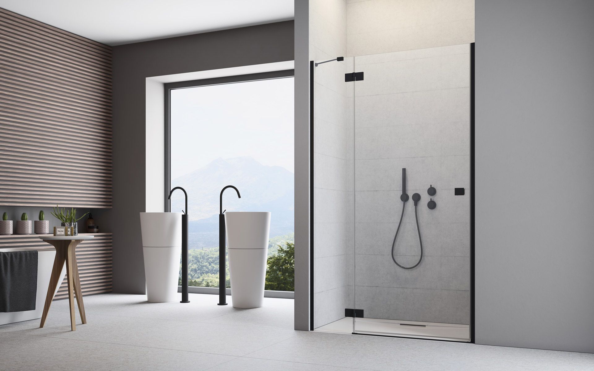 Radaway Essenza New Black DWJ sprchové dveře 110 cm sklopné černá matný/průhledné sklo 1385015-54-01L