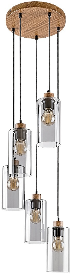 Rabalux Tanno závěsné svítidlo 5x25 W průhledná-dřevo 72125