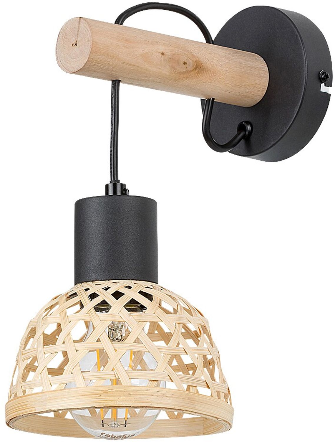 Rabalux Rattan nástěnné svítidlo 1x15 W černá-dřevo 71025