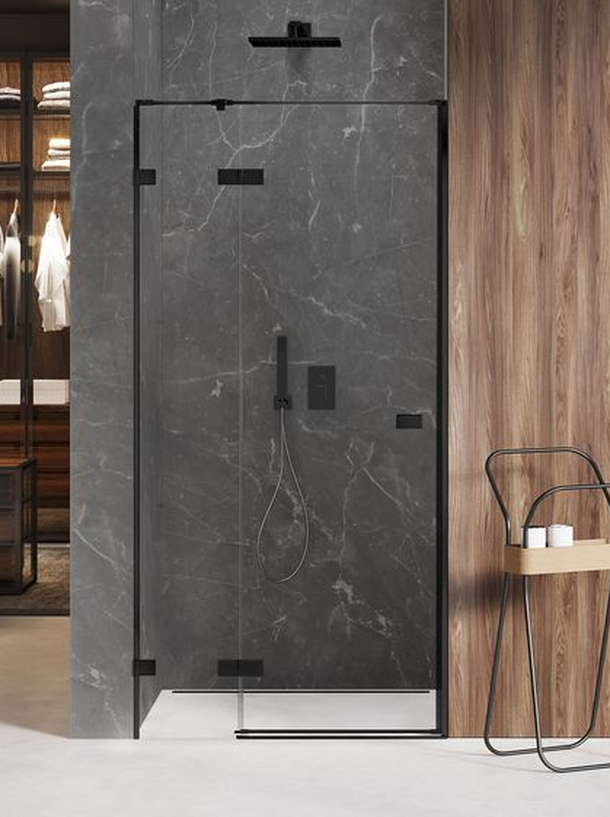 New Trendy Avexa Black sprchové dveře 80 cm sklopné černá matný/průhledné sklo EXK-1546