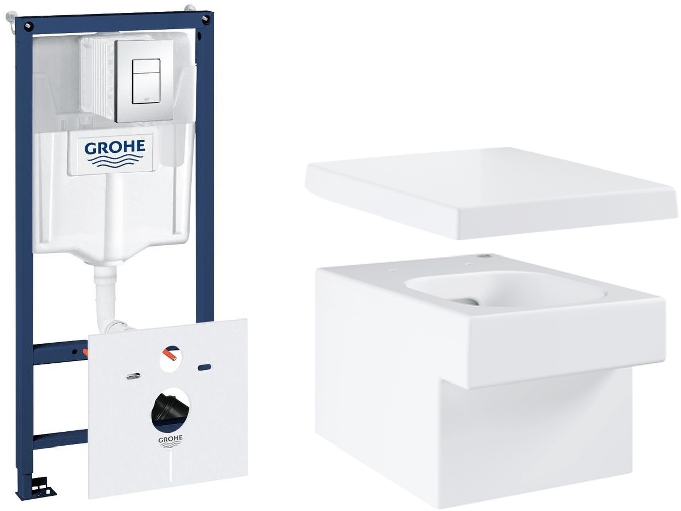 Sada záchodová mísa Grohe Cube Ceramic 3924500H, podomítkový WC modul Grohe Rapid SL 38827000, 39488000