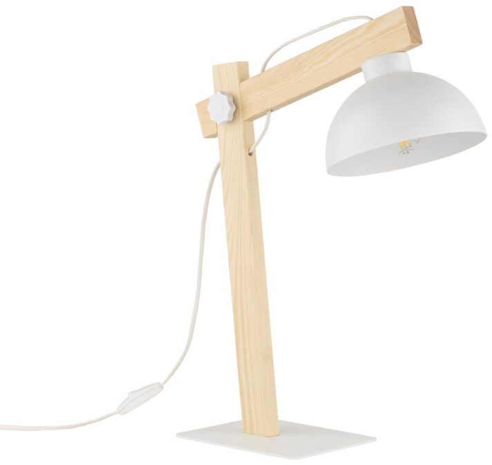 TK Lighting Oslo stolní lampa 1x15 W bílá-dřevo 5347