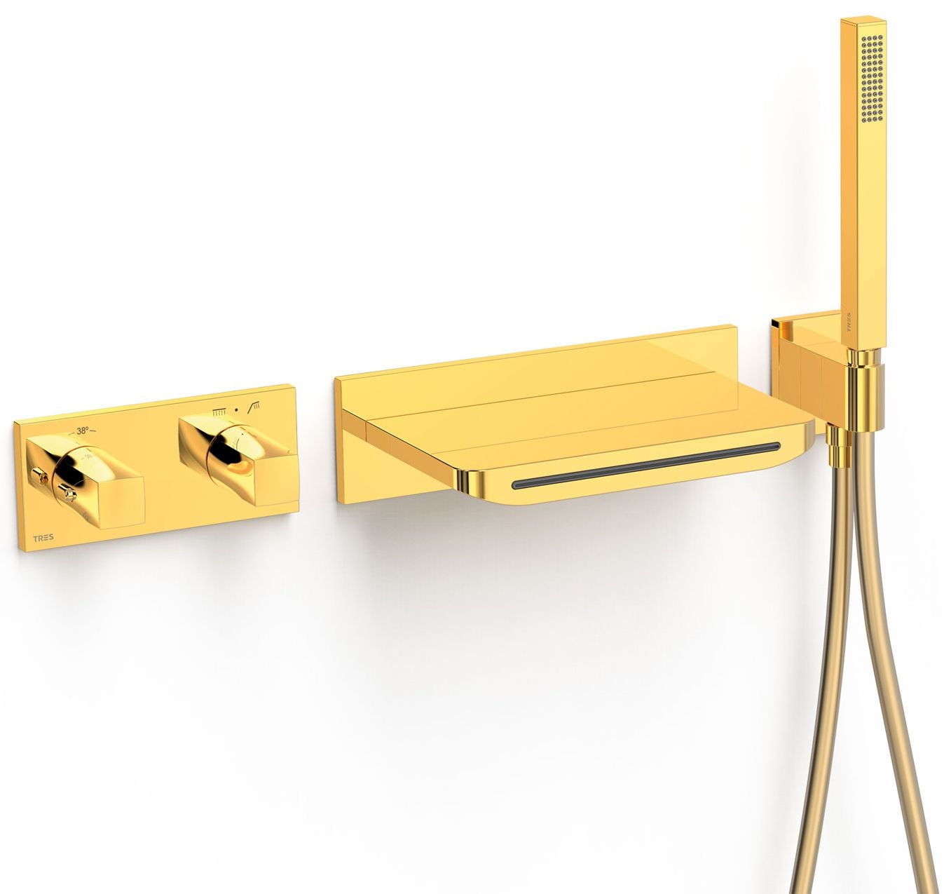 Tres B-System vanová baterie pod omítku s termostatem zlatá 30725207OR