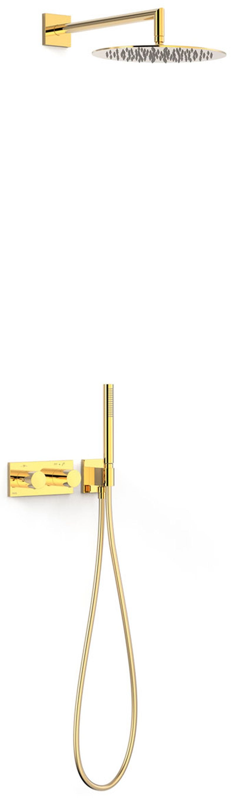 Tres B-System sprchová sada pod omítku s termostatem s dešťovou sprchou zlatá 30735204OR