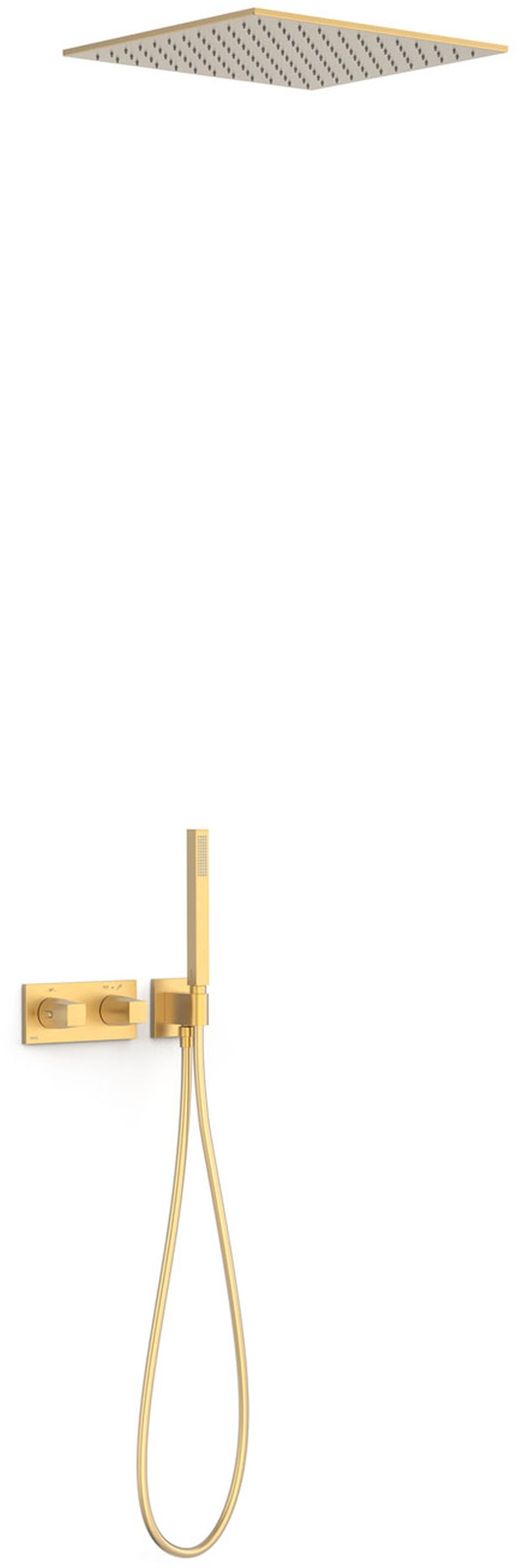 Tres B-System sprchová sada pod omítku s termostatem s dešťovou sprchou zlatá 30725206OM