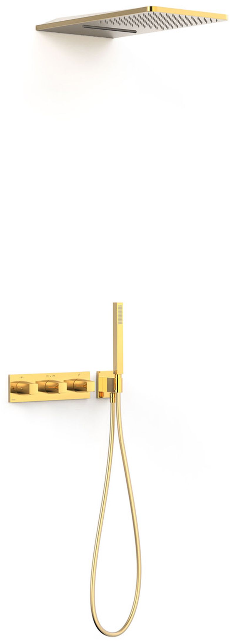 Tres B-System sprchová sada pod omítku s termostatem s dešťovou sprchou zlatá 30725305OR