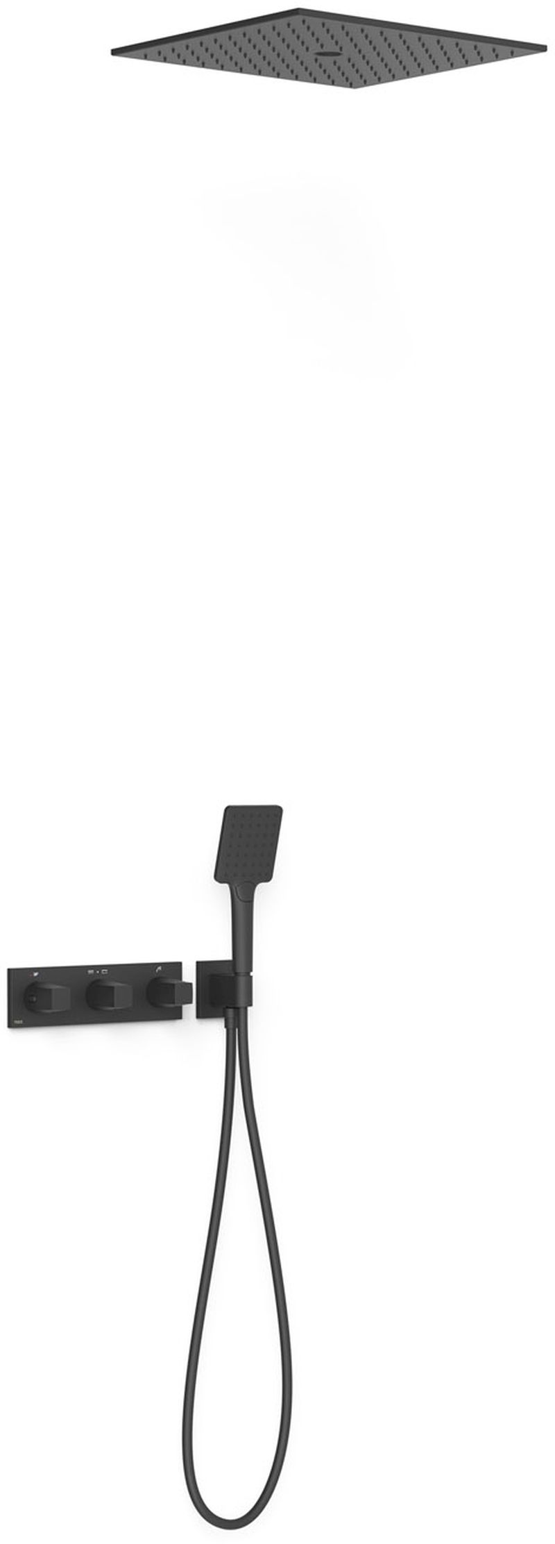 Tres B-System sprchová sada pod omítku s termostatem s dešťovou sprchou černá 30725306NM