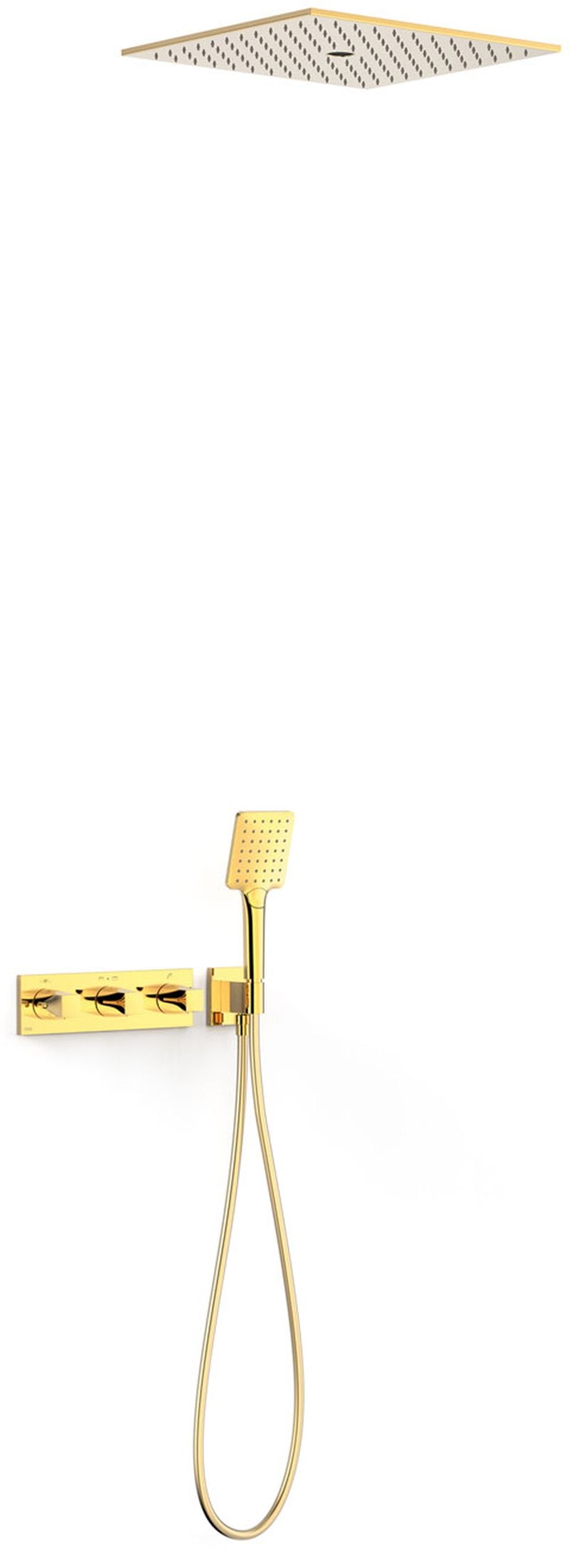 Tres B-System sprchová sada pod omítku s termostatem s dešťovou sprchou zlatá 30725306OR